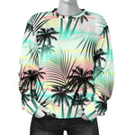 Pastel Palm Tree Pattern Print Women's Crewneck Sweatshirt GearFrost