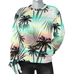 Pastel Palm Tree Pattern Print Women's Crewneck Sweatshirt GearFrost