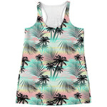 Pastel Palm Tree Pattern Print Women's Racerback Tank Top