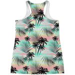 Pastel Palm Tree Pattern Print Women's Racerback Tank Top