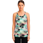 Pastel Palm Tree Pattern Print Women's Racerback Tank Top