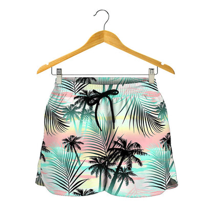 Pastel Palm Tree Pattern Print Women's Shorts