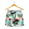 Pastel Palm Tree Pattern Print Women's Shorts