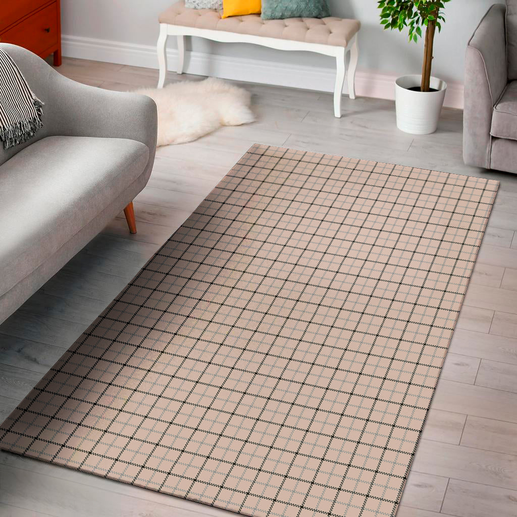 Pastel Pink And Black Tattersall Print Area Rug