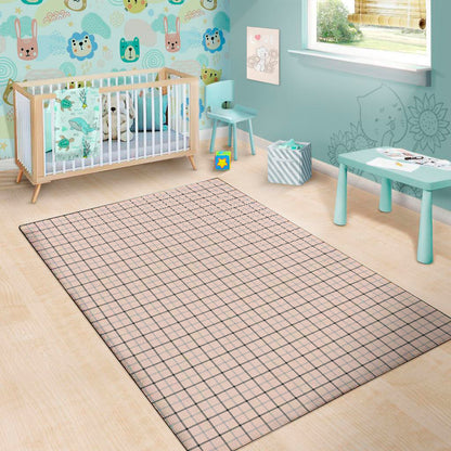 Pastel Pink And Black Tattersall Print Area Rug