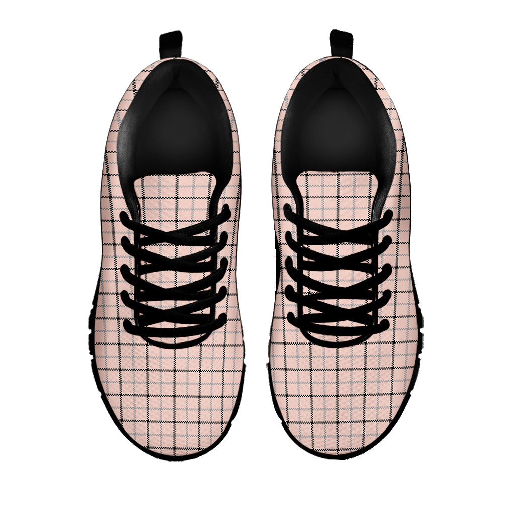 Pastel Pink And Black Tattersall Print Black Sneakers