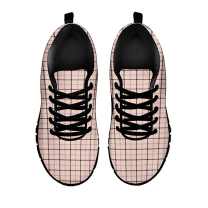 Pastel Pink And Black Tattersall Print Black Sneakers