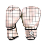 Pastel Pink And Black Tattersall Print Boxing Gloves