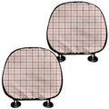 Pastel Pink And Black Tattersall Print Car Headrest Covers