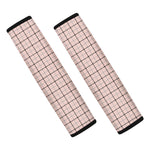 Pastel Pink And Black Tattersall Print Car Seat Belt Covers