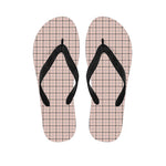Pastel Pink And Black Tattersall Print Flip Flops