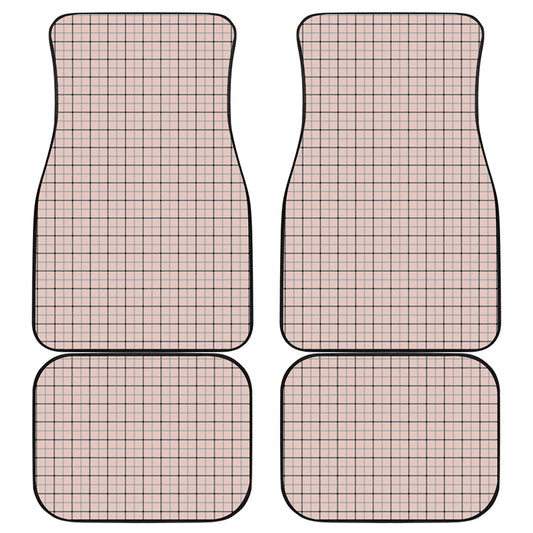 Pastel Pink And Black Tattersall Print Front and Back Car Floor Mats