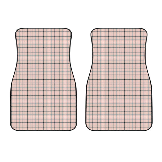 Pastel Pink And Black Tattersall Print Front Car Floor Mats