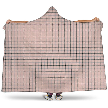Pastel Pink And Black Tattersall Print Hooded Blanket