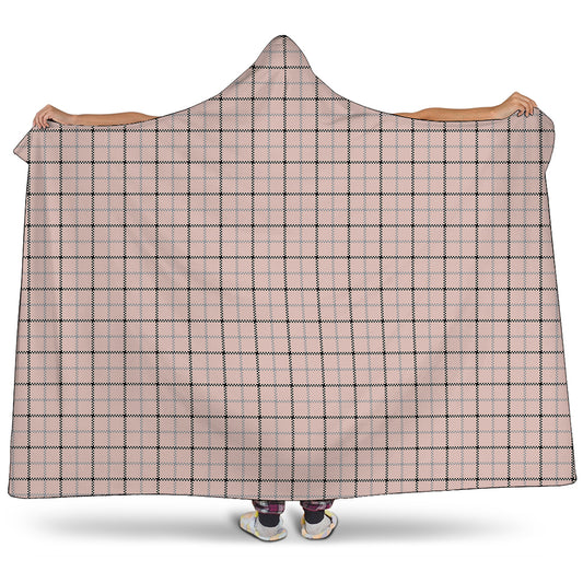 Pastel Pink And Black Tattersall Print Hooded Blanket