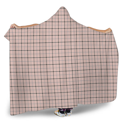 Pastel Pink And Black Tattersall Print Hooded Blanket