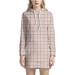 Pastel Pink And Black Tattersall Print Hoodie Dress