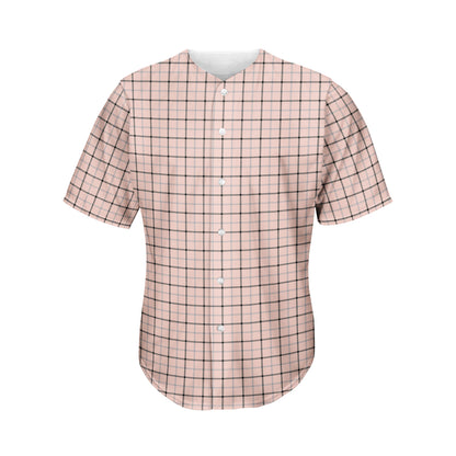 Pastel Pink And Black Tattersall Print Men's Baseball Jersey