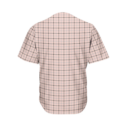 Pastel Pink And Black Tattersall Print Men's Baseball Jersey