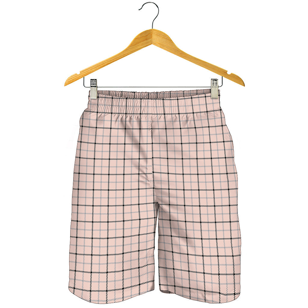 Pastel Pink And Black Tattersall Print Men's Shorts