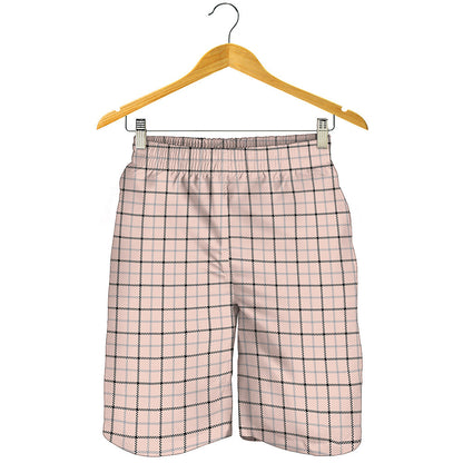 Pastel Pink And Black Tattersall Print Men's Shorts