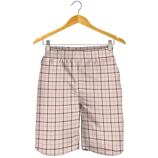 Pastel Pink And Black Tattersall Print Men's Shorts