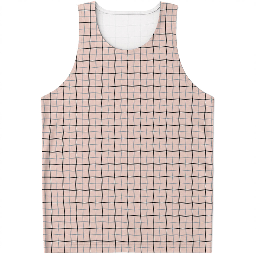 Pastel Pink And Black Tattersall Print Men's Tank Top