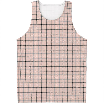 Pastel Pink And Black Tattersall Print Men's Tank Top