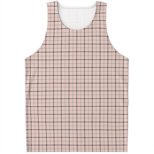 Pastel Pink And Black Tattersall Print Men's Tank Top