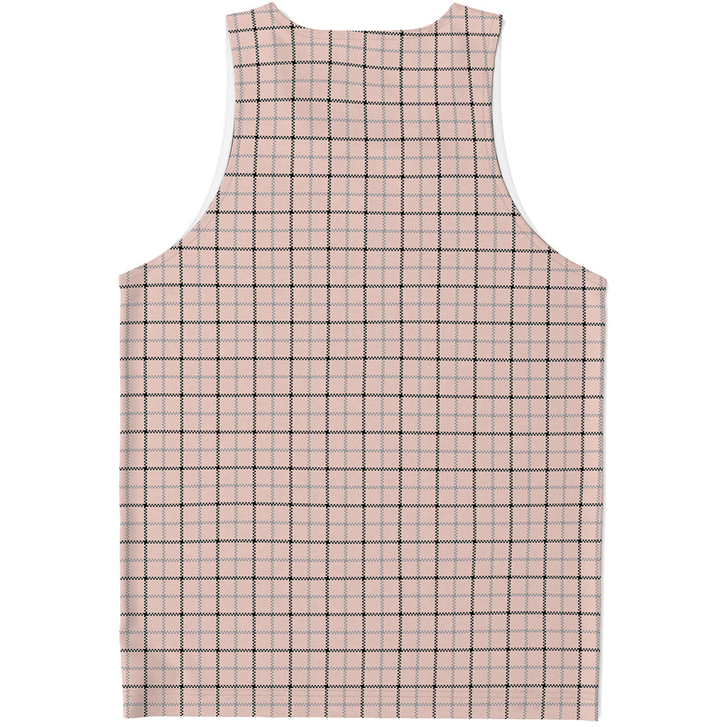 Pastel Pink And Black Tattersall Print Men's Tank Top