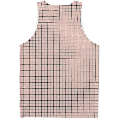 Pastel Pink And Black Tattersall Print Men's Tank Top