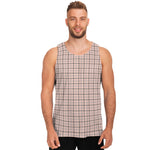 Pastel Pink And Black Tattersall Print Men's Tank Top