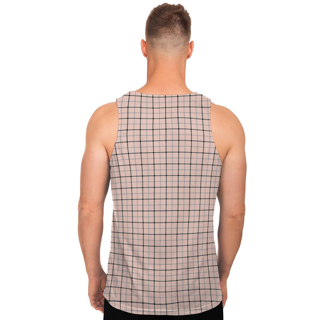 Pastel Pink And Black Tattersall Print Men's Tank Top