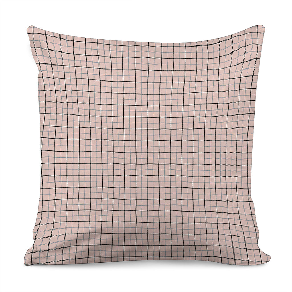 Pastel Pink And Black Tattersall Print Pillow Cover
