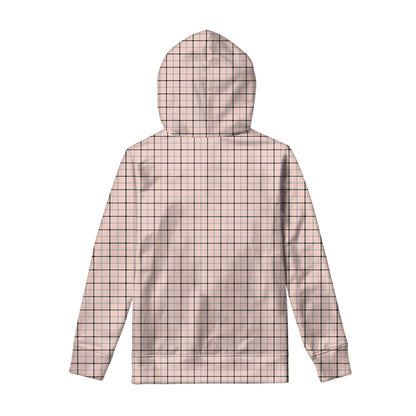 Pastel Pink And Black Tattersall Print Pullover Hoodie