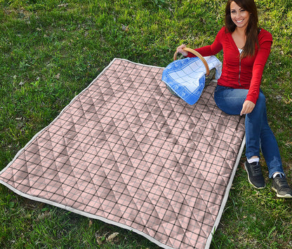 Pastel Pink And Black Tattersall Print Quilt