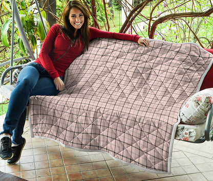 Pastel Pink And Black Tattersall Print Quilt