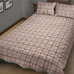 Pastel Pink And Black Tattersall Print Quilt Bed Set