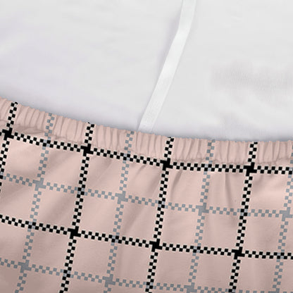 Pastel Pink And Black Tattersall Print Sofa Cover