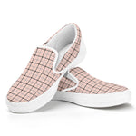Pastel Pink And Black Tattersall Print White Slip On Shoes
