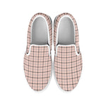 Pastel Pink And Black Tattersall Print White Slip On Shoes