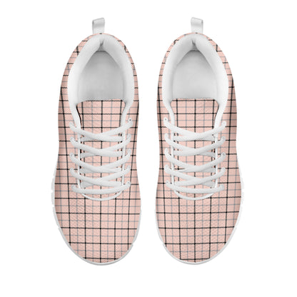 Pastel Pink And Black Tattersall Print White Sneakers