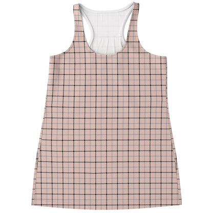 Pastel Pink And Black Tattersall Print Women's Racerback Tank Top