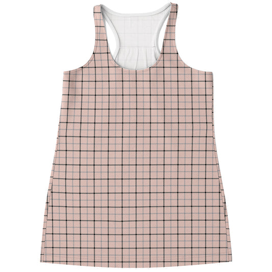 Pastel Pink And Black Tattersall Print Women's Racerback Tank Top
