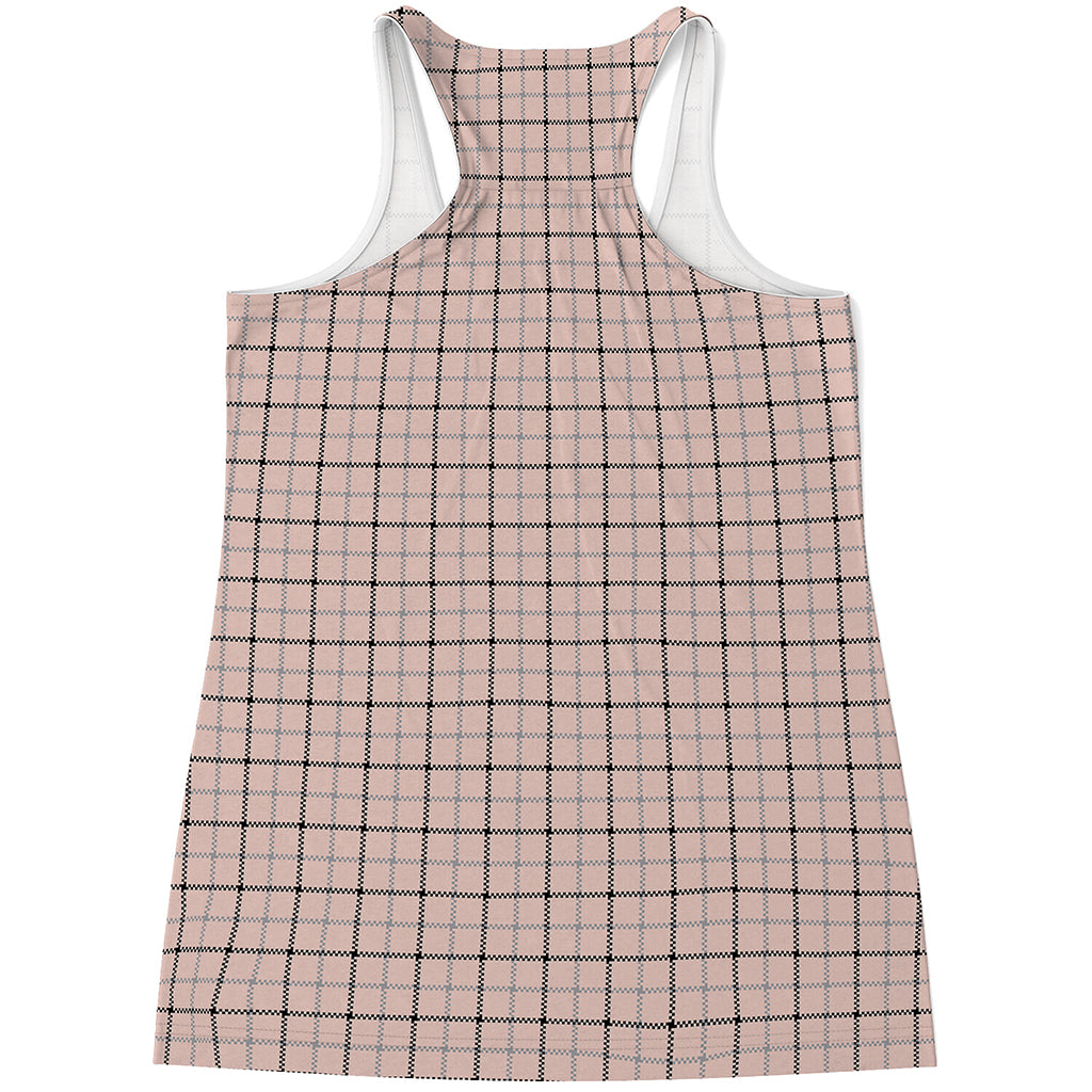 Pastel Pink And Black Tattersall Print Women's Racerback Tank Top