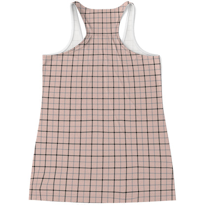 Pastel Pink And Black Tattersall Print Women's Racerback Tank Top