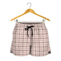 Pastel Pink And Black Tattersall Print Women's Shorts