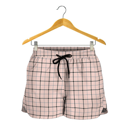 Pastel Pink And Black Tattersall Print Women's Shorts