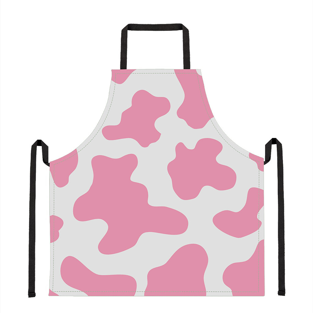 Pastel Pink And White Cow Print Apron