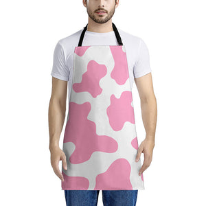 Pastel Pink And White Cow Print Apron